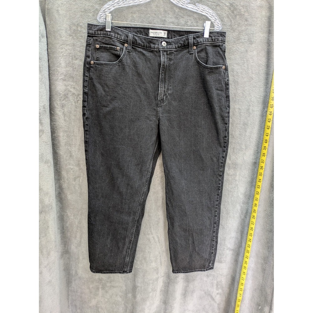 Abercrombie Fitch Jeans Women's 34/18 Black Denim Ankle Straight Ultra High Rise